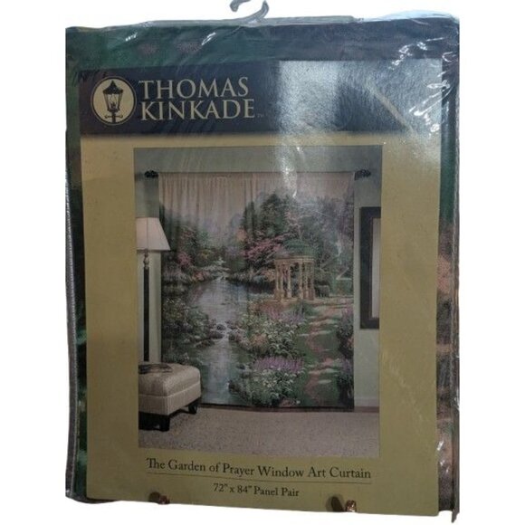 Thomas Kinkade The Garden of Prayer Window Art Curtain 72" X 84" Panel Pair New - Picture 1 of 5